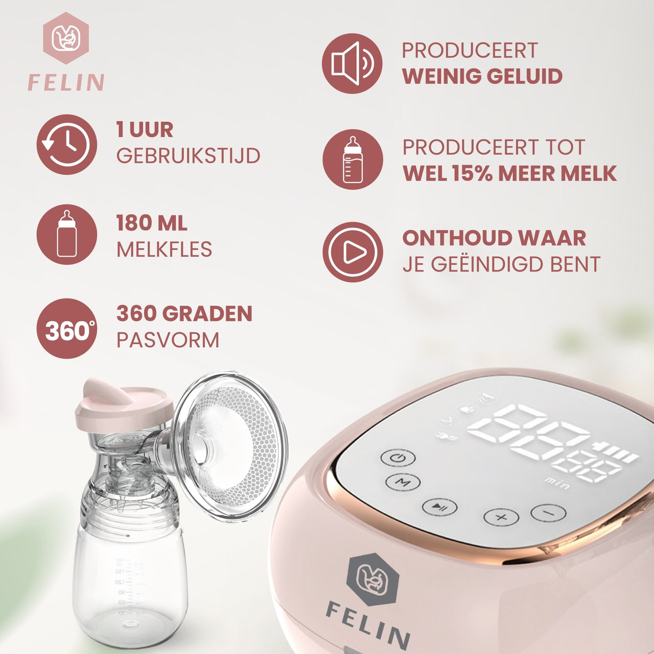 Felin dubbele elektrische Borstkolf voordelen - felinstore.nl